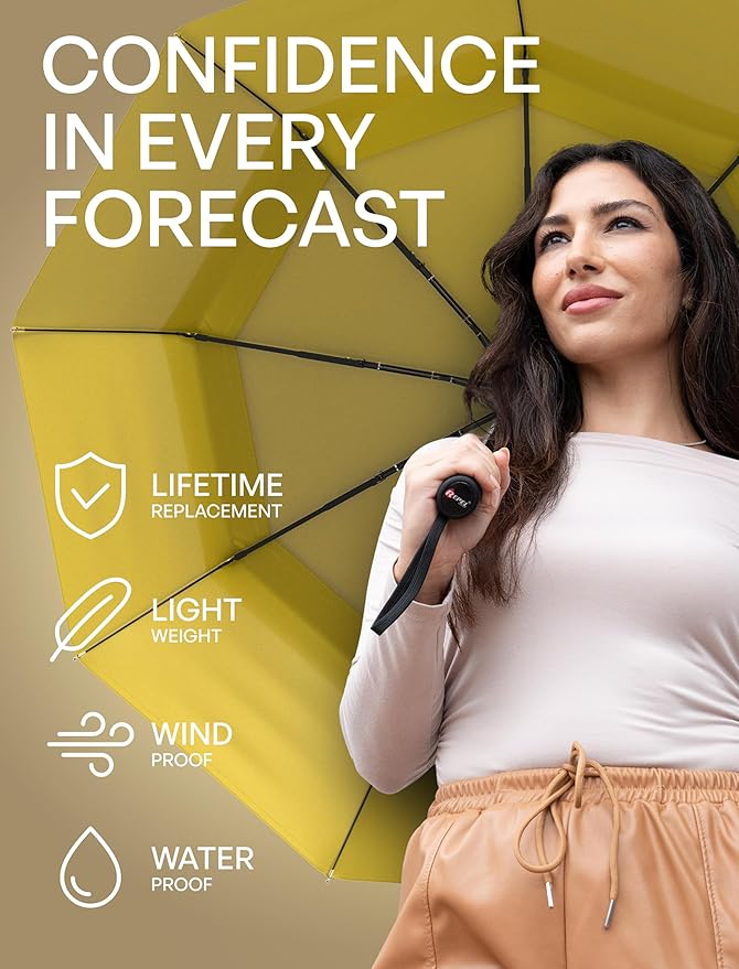 Repel Windproof Travel Umbrella - Compact & Withstands Winds up to 100MPH , Strongest Premium Auto Folding Umbrella for Rain and Sun - Durable, Light & Portable for Women & Men , Fits Backpack & Cars