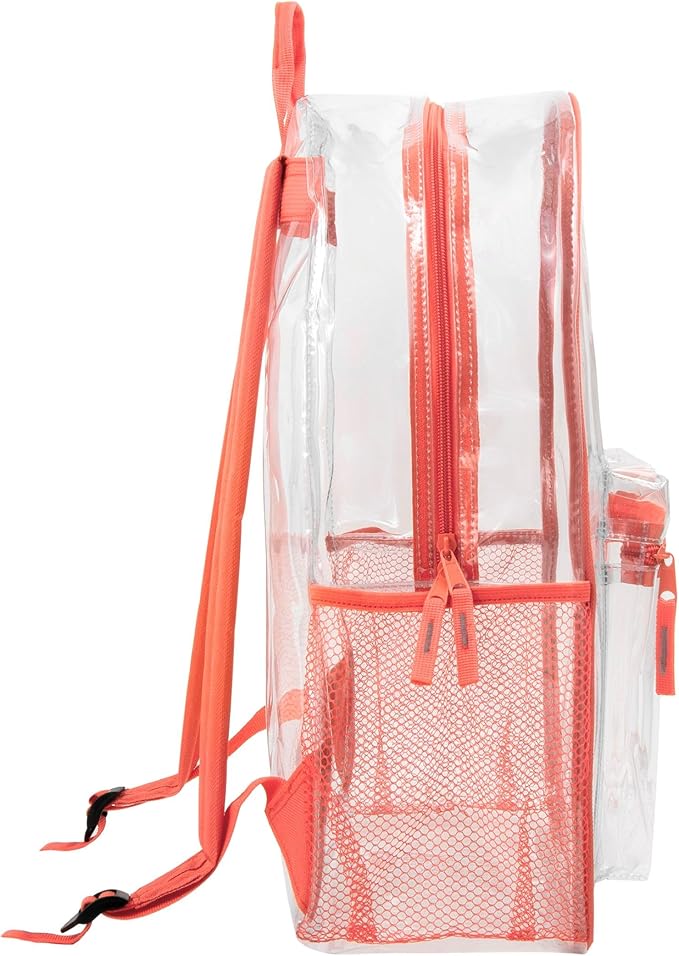 Trail maker Clear Backpack Heavy Duty with Padded Straps, Side Pockets for Kids, Boys, Girls, School, Stadium Approved Events