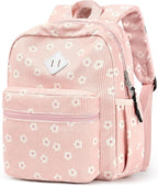 STEAMEDBUN Corduroy Toddler Backpack for Girls Boys 2-4, Kids Preschool Backpack for Kindergarten - Pink Sakura