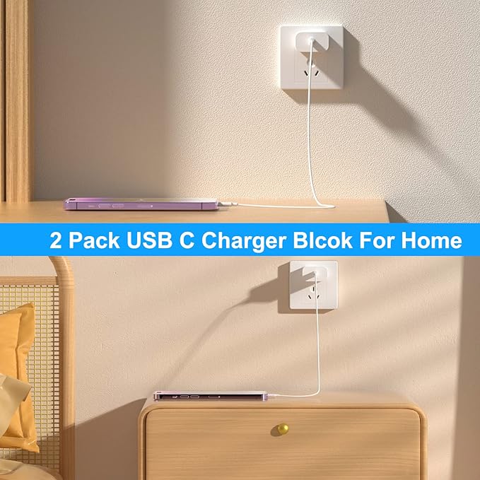 USB C Charger Block, 2Pack for iPhone 17 16 Fast Charging Plug for Apple 20W Type C Power Adapter Plug Box for iPhone 17 16 15 14 13 12 11 Pro Max XS X XR SE Plus, for iPad USBC Wall Charge Cube Brick