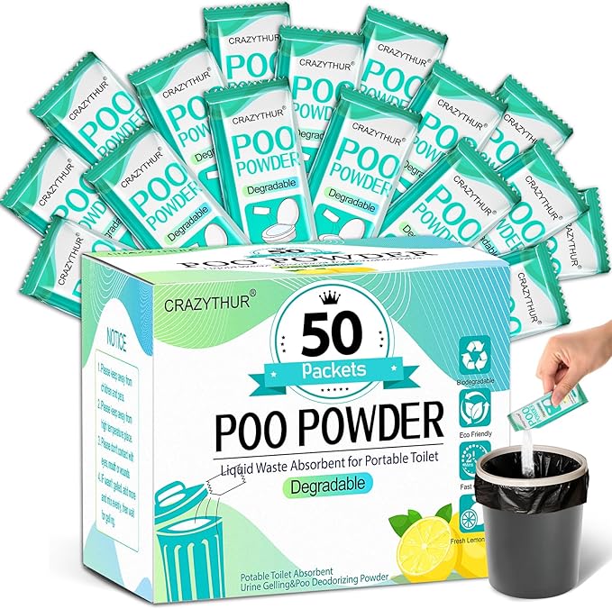 Portable Toilet Gel, Poo Powder for Portable Toilet, Camping Toilet Gel, Pee Powder, Portable Toilet Powder for Outdoor Camping and Hiking Toilet Gel Powder