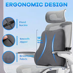Gel Seat Cushion & Lumbar Support Pillow Set, Cooling Memory Foam for Coccyx & Sciatica Pain Relief, Ergonomic Desk Chair Cushion with Breathable Mesh Cover for Car, Home, Wheelchair (Grey)
