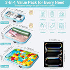 YQBRAO 3-Pack Clear Hard Shell Zipper Case Blue, 1.2mm Heavy-Duty Crush-Proof Travel Makeup Bag, Multi-Size (L+M+S) Diaper Bag Organizer Pouches, Rigid Clear Zipper Pouches for Tech, Toys & Home