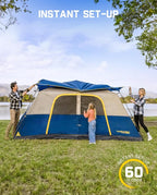 FanttikOutdoor Camping Tent 4/6/8/10 Person Instant Cabin Tent Setup in 60 Seconds with Rainfly & Windproof Portable with Carry Bag for Family Camping & Hiking, Upgraded Ventilation, Navy Blue