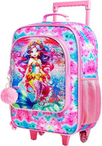 Kids Suitcases for Girls, Cute Mermaid luggage Rolling with Wheels, kids carry on luggage for Children Toddler Elementary(Pink)