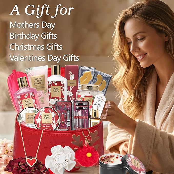 Gifts for Women - 36Pcs Rose Bath and Body Gift Set, Spa Gift Set for Women, Beauty Care Kit | Gift for Christmas, Birthday, Mothers Day, Valentines Day Gifts for Her Wife Perfect for Travel