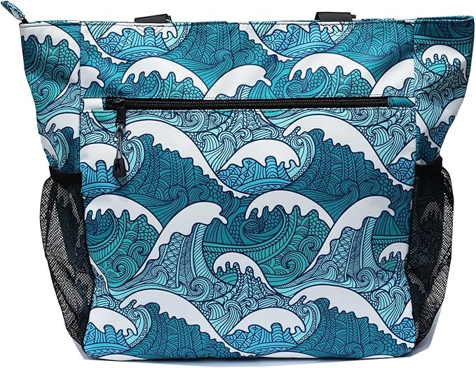 ESVAN Original Floral Tote Bag Large Shoulder Bag with Multi Pockets for Gym Travel Beach Daily Bags