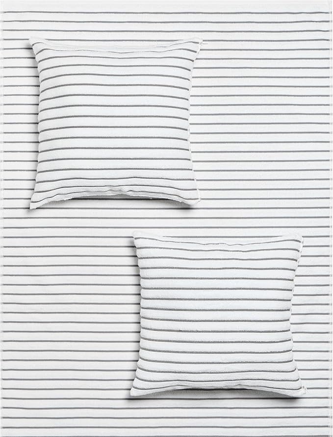 Black & White Brands Brazilian Beach/Pool Towel Pillow Case 17.7"x17.7" - Ultimate Absorbent Luxury 100% Cotton Wave (2 Pillow Cases, Gray Poly Pinstripe)