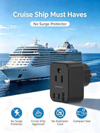 Type E/F Europe Travel Plug Adapter, HANYCONY US to Germany France Spain South Korea Iceland, 5-in-1 European Power Adapter for Greece Norway Russia Portugal & More, 2 Outlets 3 USB Ports(2 USB C)