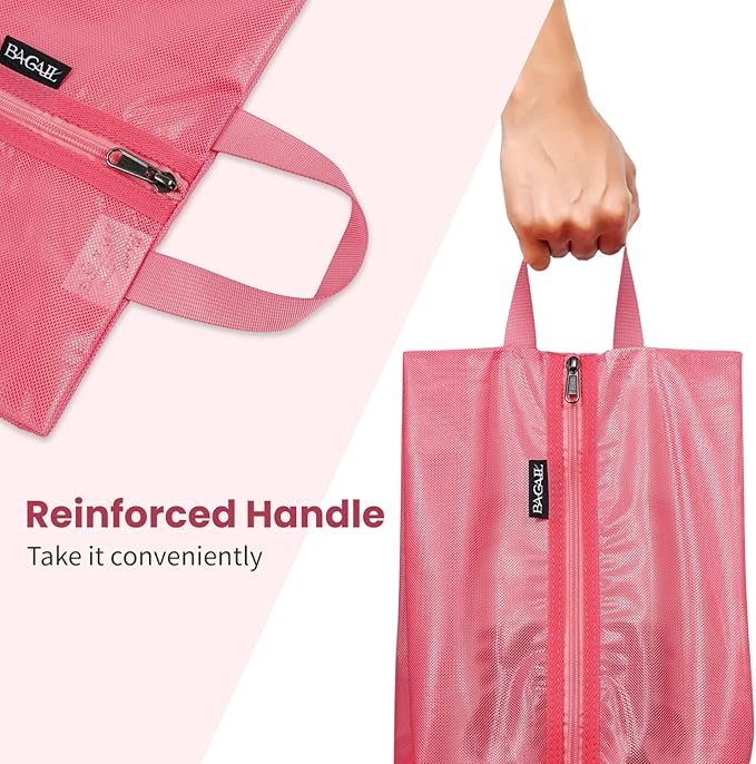 Bagail Shoe Bags for Travel,2 Set Shoe Bag for Storage in Closet,Transparent Shoe Packing Organizers with YKK Zipper (L 17"x10"x5", Coral 2pcs)