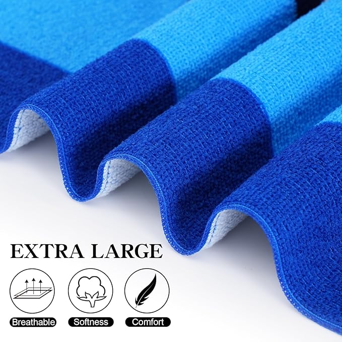 Oversized Terry Beach Towel 36 x 72 in Soft Extra Large Big Pool Swim Towels for Adults XL Clearance Big Travel Blanket Cruise Vacation Accessories Essentials Lounge Chair Cover Blue Green