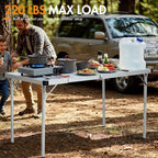 Portal Camping Table with Expandable Tabletop, 37" to 51.2" Adjustable Length Aluminum Folding Table, Large for 2-6 Person, Design with Storage Mesh & Carry Bag for Car Camping, Backyard, Tailgating