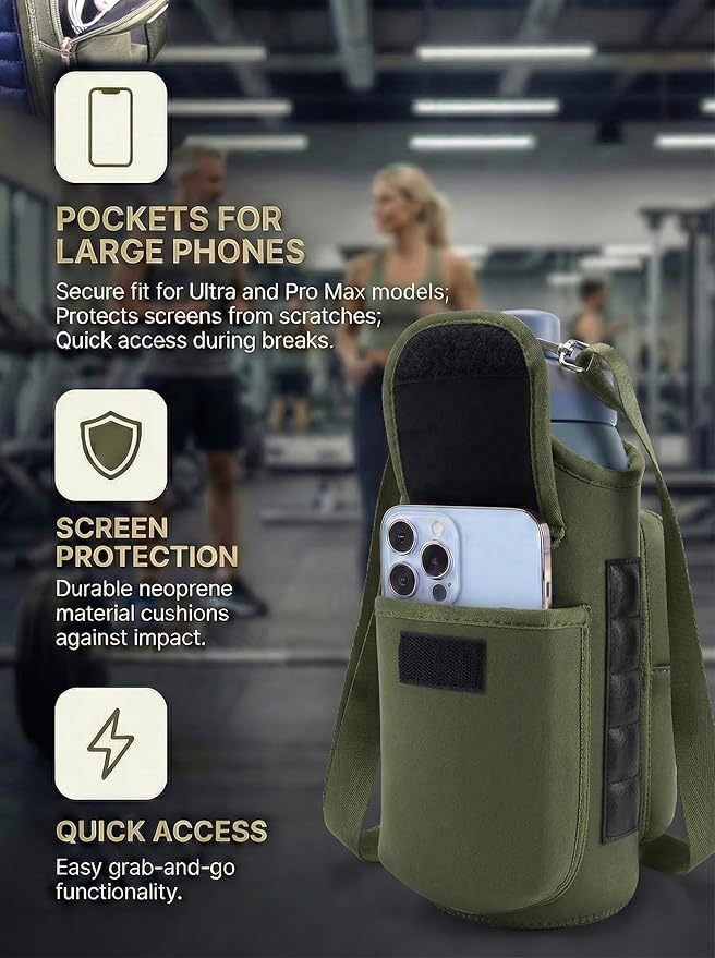 AUPET Magnetic Gym Bag for Men & Women, Small Gym Bag Organizer, Crossbody Magnets Gym Water Bottle Bag Holder Carrier Fits for 18-40oz Owala Yeti Hydro Flask, Workout Pouch for Phone, Keys & Wallet