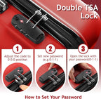 3 Piece Luggage Sets, Lightweight ABS Suitcase with 4 Spinner Wheels ＆ TSA Locks, Hardside Carry On Luggage Durable Suitcase Set for Family Travel Business - Red, 20/24/28