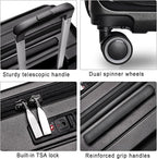 Luggage Sets 3 Piece, ABS Lightweight 20in/24in/28in Luggage, Expandable Carry On Suitcase Set with TSA Lock & Double Wheels, Front Open Hardshell Luggage Sets (Black)