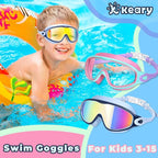 Keary 2 Pack Kids Swim Goggles for 3-15 UV Protection Anti-Fog Pool Water Swimming Goggles For Boys Girls Youth Toddler