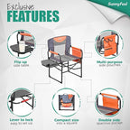 SUNNYFEEL Camping Directors Chair, Heavy Duty,Oversized Portable Folding Chair with Side Table, Pocket for Beach, Fishing,Trip,Picnic,Lawn,Concert Outdoor Foldable Camp Chairs