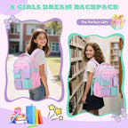 Kids Backpack, Backpack for Girls for Elementary School Multiple Pockets Ages 6-10(Pink)