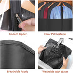 Univivi Long Garment Bags for Hanging Clothes, 65" Dress Bags for Gowns Long for Closet Storage with Large Visible Window for Long Suits, Coats, Dresses, 3 Pack, Black