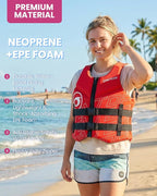 Owntop Swim Vest Adult Water Sport Vest Neoprene Floaties for Swimming, Boating, Kayaking, Fishing | Adjustable Zipper Dual Buckle Foldable Buoyancy Jacket
