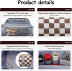 BOYATU Travel Makeup Bag Organizer Cosmetic Bag: 3 Pcs Set Make up Bags for Women with Handle - Waterproof Vegan Leather Toiletry Bag (01-G-Coffee)