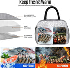 douyadady Lunch Bag Women/Men Lunch Box Women/Men (Black+White Grid)