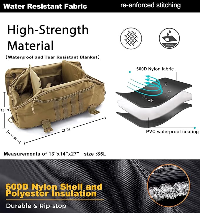 Miramrax Travel Duffle Bag Backpack for Men - Large Tactical Bags Weekender Gym Bag for Overnight Traveling Military Workout Deployment Sports (Coyote, 80L)