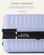 Coolife Luggage 3 Piece Set Hardside Upgraded Durable PC Lightweight Travel Suitcases with Dual Spinner Wheels & TSA Lock, 20'' Expandable Only (Light Purple, 3-Piece Set (20/24/28))