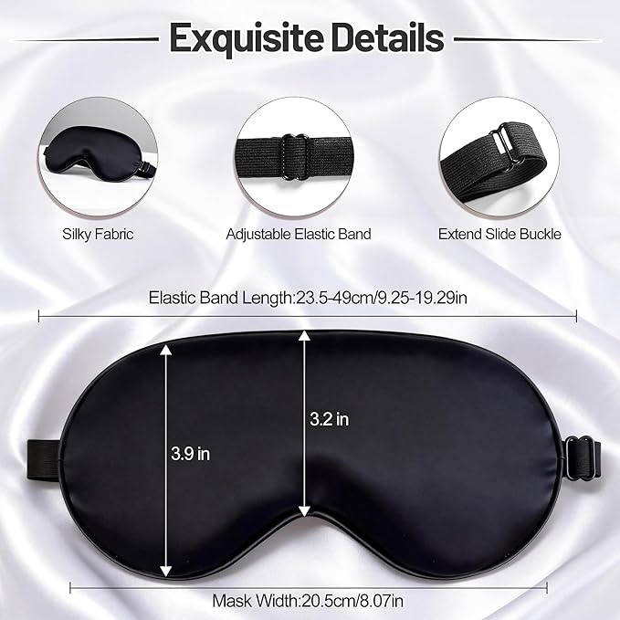 Sleep Mask, Silk Eye Mask for Sleeping with Adjustable Strap, Blindfold Eyeshade for Men & Women, Comfortable & Soft Eye Cover Eyeshade for Night Sleep（Black&Blue&Green&1 Laundry Bag）
