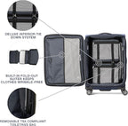 Travelpro Platinum Elite Softside Expandable Luggage, 8 Wheel Spinner Suitcase, TSA Lock, Men and Women, Dark Blue, 2-Piece Set (21/25)