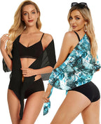 CHICGAL 2 Pieces Women Beach Sarong Bathing Suit Wrap Skirt Sheer Bikini Swimsuit Cover Ups for Swimwear