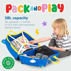 Trunki Ride-On Kids Suitcase | Tow-Along Toddler Luggage | Carry-On Cute Bag with Wheels | Airplane Travel Essentials: Percy Police Car Blue