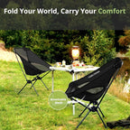 CAMEL CROWN Portable Camping Chair Lightweight Compact Folding Chair Mesh for Outdoor Camp Travel Beach Picnic Festival Hiking Backpacking Black 2 Pack