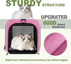 GAPZER Cat Carrier 18x11x11 Delta Airline Approved, Easy Load Soft Pet Plane Travel Bag 15 pounds, Teacup Dog Crate 12 lbs, Yorkie Kennel Carrying Case, Kitten Toy Poodle Mesh Cage up to 20lbs Pink