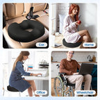 Donut Pillow Seat Cushion - Cooling Gel Donut Chair Cushions, Memory Foam Seat Cushion for Office & Home, Car Seat Cushion and Butt Pillow, Hemorrhoids Pillow and Tailbone Pain Relief, Black