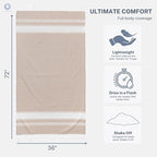 Cotton Turkish Beach Towel with Towels Oversized 36"x72" Pool Absorbent Extra Large Quick Dry Sand Travel Towel (Beige, 4 Pack)