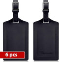 Travelambo Luggage Tags for Suitcases Faux Leather Privacy Protection 6 Pack Bag Tags Travel Accessories Essential, Black