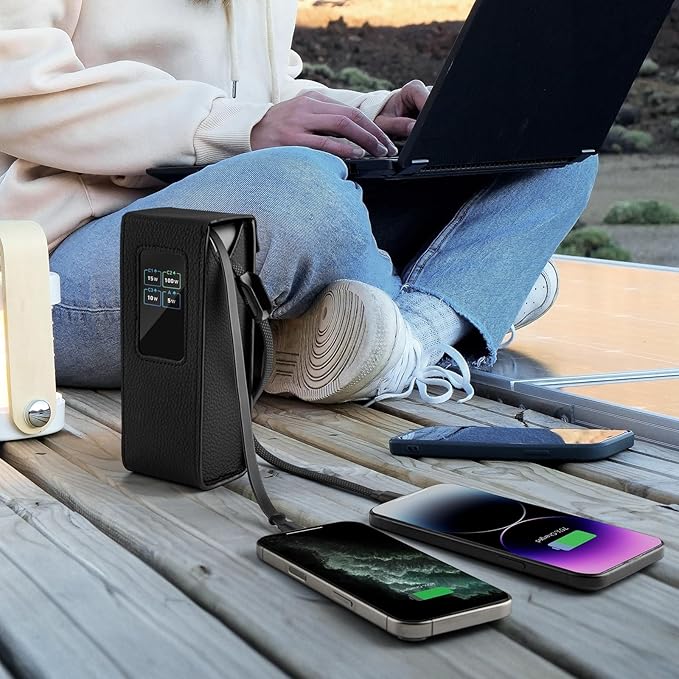 PU Leather Case for Anker 25,000mAh Laptop Power Bank, Protective Travel Case Compatible with Anker Zolo A1695 Power Bank 25K 165W Portable Charger (CASE ONLY)