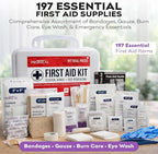 50 Person OSHA Compliant First Aid Kit for Businesses, Vehicles, Trucks, Construction Site - Type III, ANSI Class A Emergency Kit - 197 Piece Essential First Aid Supplies