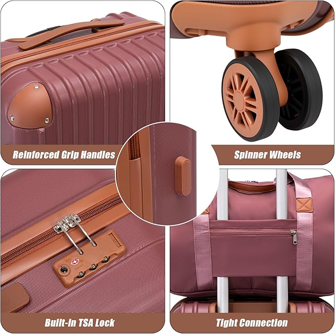 Cosbarn Luggage Sets 5 Piece Suitcases with Wheels, Suitcase Set ABS Hard Case Luggage with TSA Lock Spinner Wheels Durable Travel Luggage