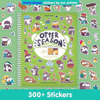 Otter Season 300+ Sticker Book for Kids by Cupkin - Arts & Crafts Activity Book, Stickers, 8 Scenes & Coloring Pages - Road Trip Essentials, Travel Essentials for Ages 2-8 - Spiral Bound