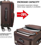 feilario 20in 2 Piece Softside Business Luggage Sets Waterproof Carry On Luggage Suitcase with Double Spinner Wheels