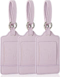 3 Pack Luggage Tags - Quick Install, Privacy Protection, Airplane Travel Essentials for Suitcases, Durable Leather - Lichee Lilac