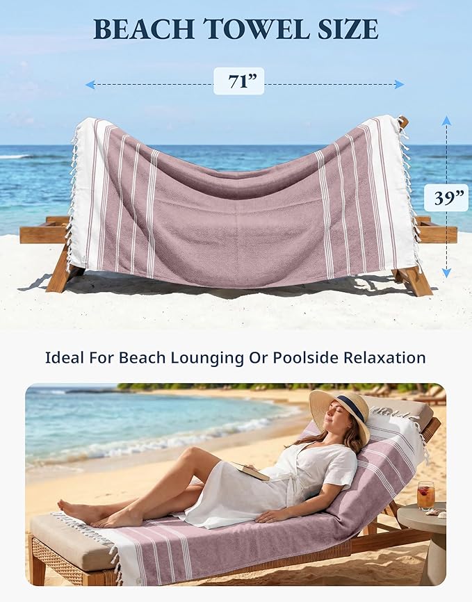 LANE LINEN Large Pool Towels, XL Beach Towel, Pre-Washed, No Shrink, Quick Dry Oversized Beach Towels, Stylish Beach Towel for Women, Sand Free Towel, 39"x71" - Fired Brick