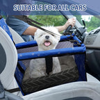 Dog Car Seat Foldable Dog Car Booster Seat Waterproof Breathable Oxford Travel Bag for Small to Medium Dogs, Puppies, and Pets-Pattern Blue+Mat