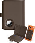 Stouchi AirTag Passport Holder, Passport Holder with Detachable Magnetic Card Case, RFID-blocking, 1-Second Pull Strap & One-Hand Access, Premium Vegan Leather Travel Document Organizer