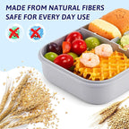 MISS BIG Bento Box for Kids, Leakproof Lunch Box, No BPAs & Chemical Dyes, M/W, D/W & Fridge Safe (1150ml Gray)