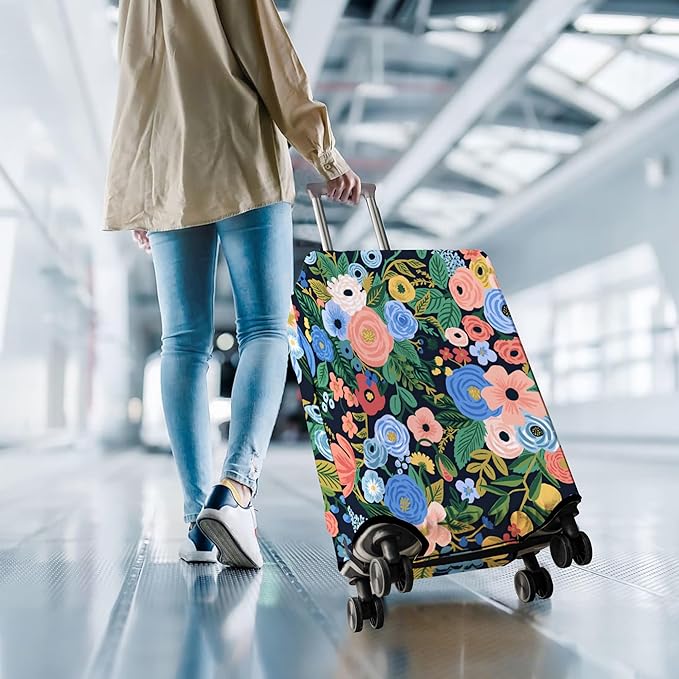 Travel Luggage Cover Suitcase Protector Fits 18-32 Inch Wheel Covers PatternedTravel Related Items Flower Luggage Protector Elastic M