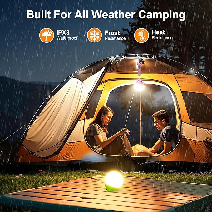 LETMY Rechargeable Camping Lights, 4 Pack Portable Tent Lights with 4 Lighting Modes, 150LM Mini Camping Lantern Waterproof, Only 20g Hanging Tent Lantern for Hiking Power Outages Emergency Kids Gift