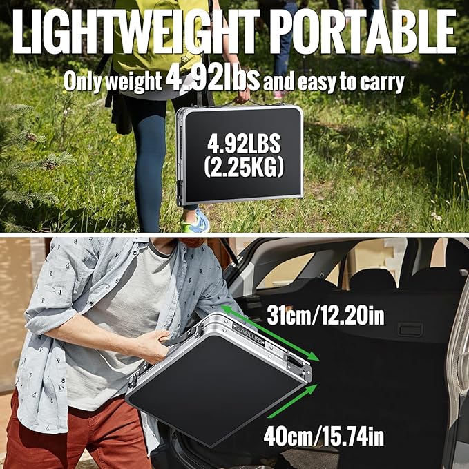 GARLLEN 2ft Folding Camping Table, Portable Folding Picnic Table with 3-Height Adjustable, Lightweight Aluminum Outdoor Tables for BBQ, Camping, Cooking, 22.8" L x 15.7" W, Silver